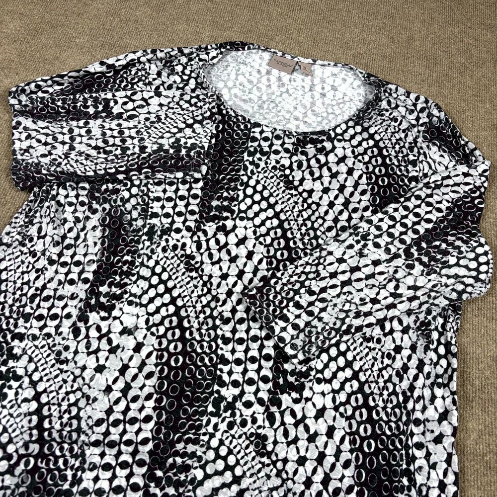 Easywear by Chico's Blouse Top Womens 3 Black White Abstract Round Neck Pullover